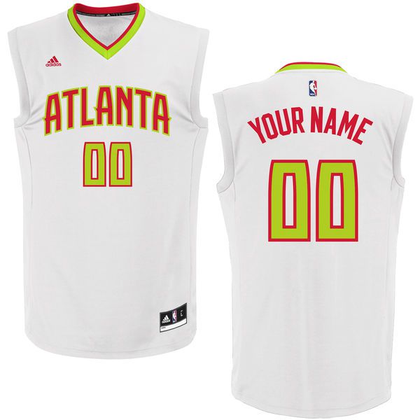 Men Atlanta Hawks Adidas White Custom Home Replica NBA Jersey->customized nba jersey->Custom Jersey